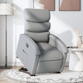 Sillón reclinable elevable de tela gris