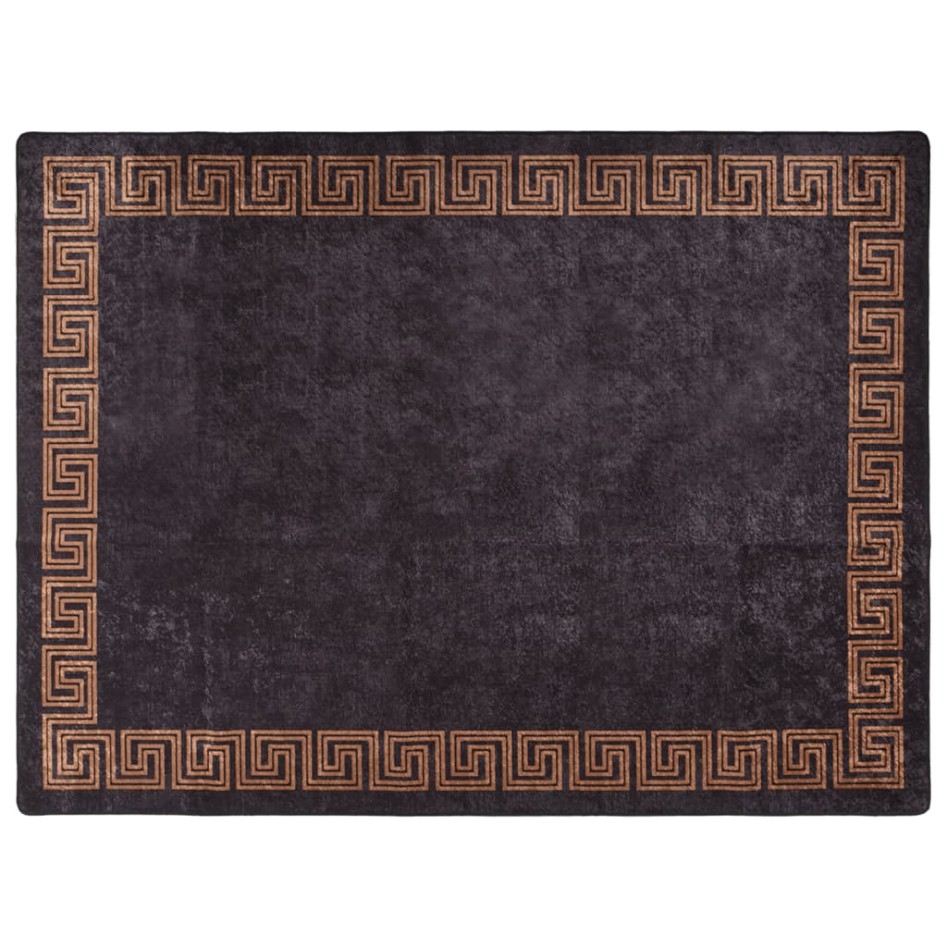 Alfombra lavable antideslizante negro y dorado 400x300