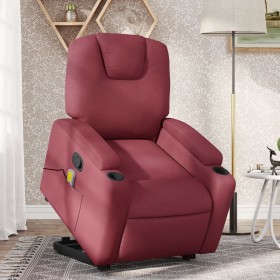 Sillón reclinable de masaje elevable tela rojo