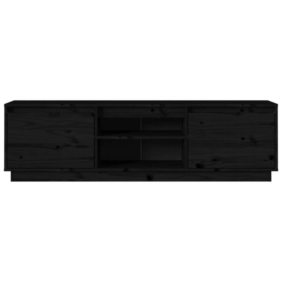Mueble de TV madera maciza de pino negro 140x35x40