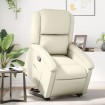 Sillón reclinable elevable cuero artificial color crema
