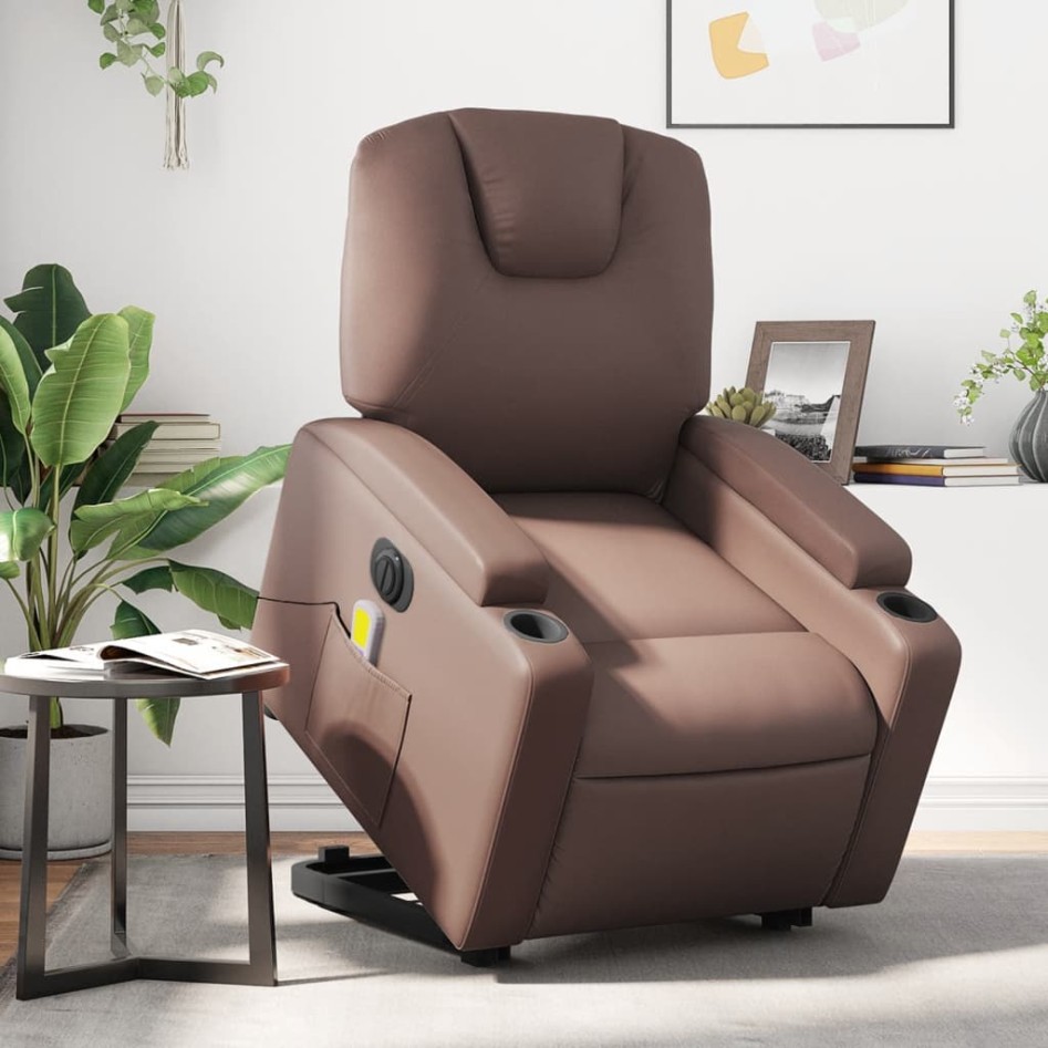 Sillón de masaje elevable eléctrico cuero sintético