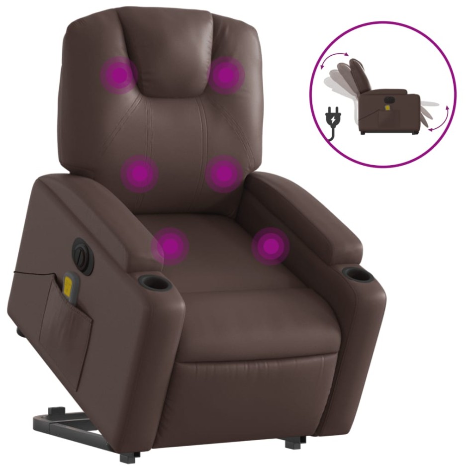 Sillón de masaje elevable eléctrico cuero sintético