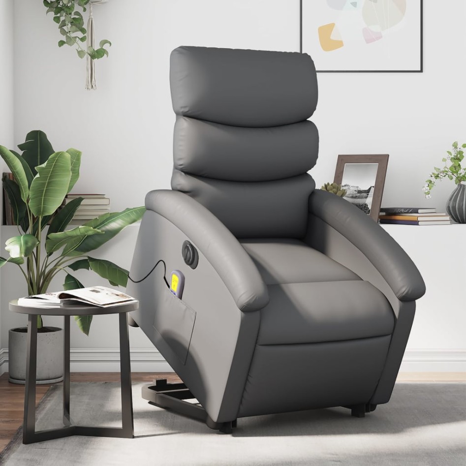 Sillón de masaje elevable eléctrico cuero sintético