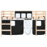 Cama alta niños con cortinas madera pino blanco negro 90x200