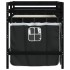 Cama alta niños con cortinas madera pino blanco negro 90x190