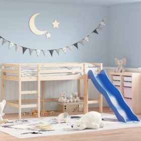 Cama alta para niños con tobogán madera maciza pino 80x200