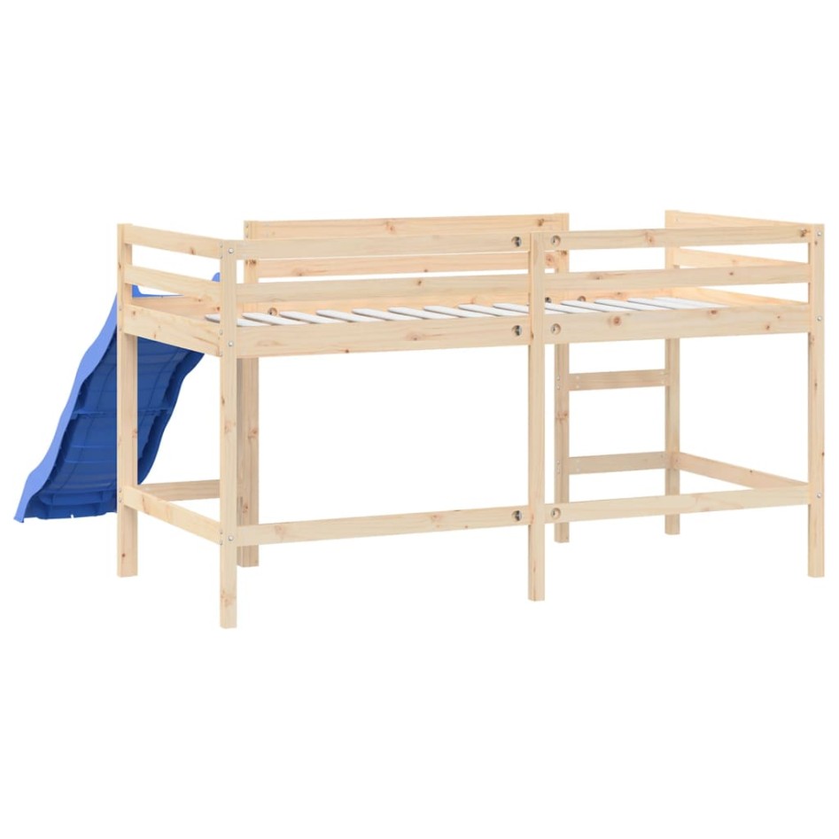 Cama alta para niños con tobogán madera maciza pino 80x200