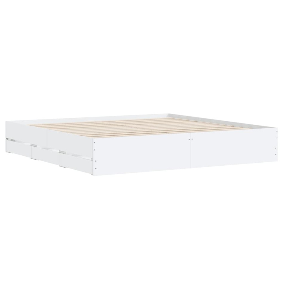 Estructura cama con cajones madera ingeniería blanca 200x200