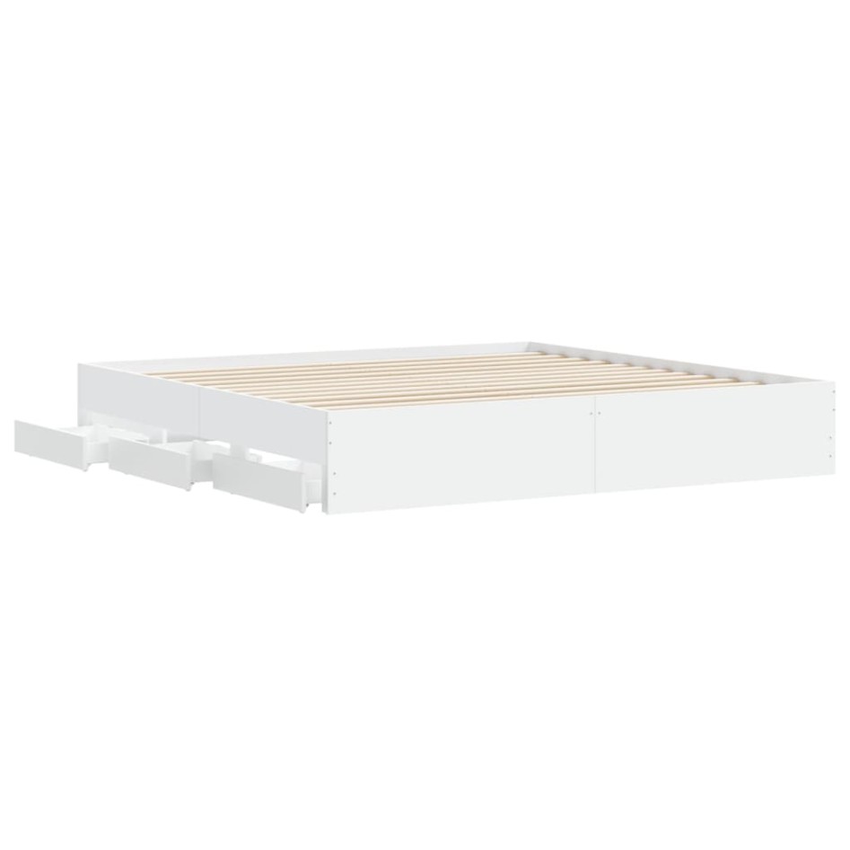 Estructura cama con cajones madera ingeniería blanca 200x200