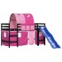 Cama alta para niños con túnel madera pino rosa 80x200