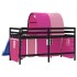 Cama alta para niños con túnel madera pino rosa 80x200