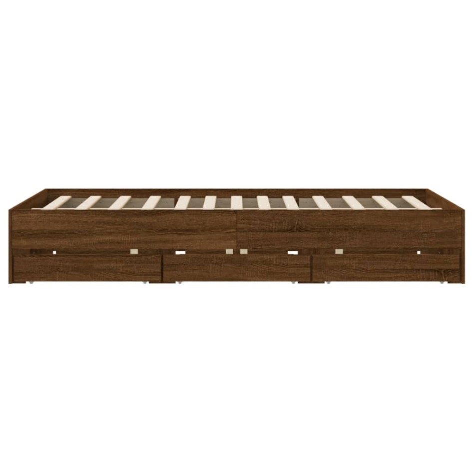 Cama con cajones madera de ingeniería marrón roble 140x200