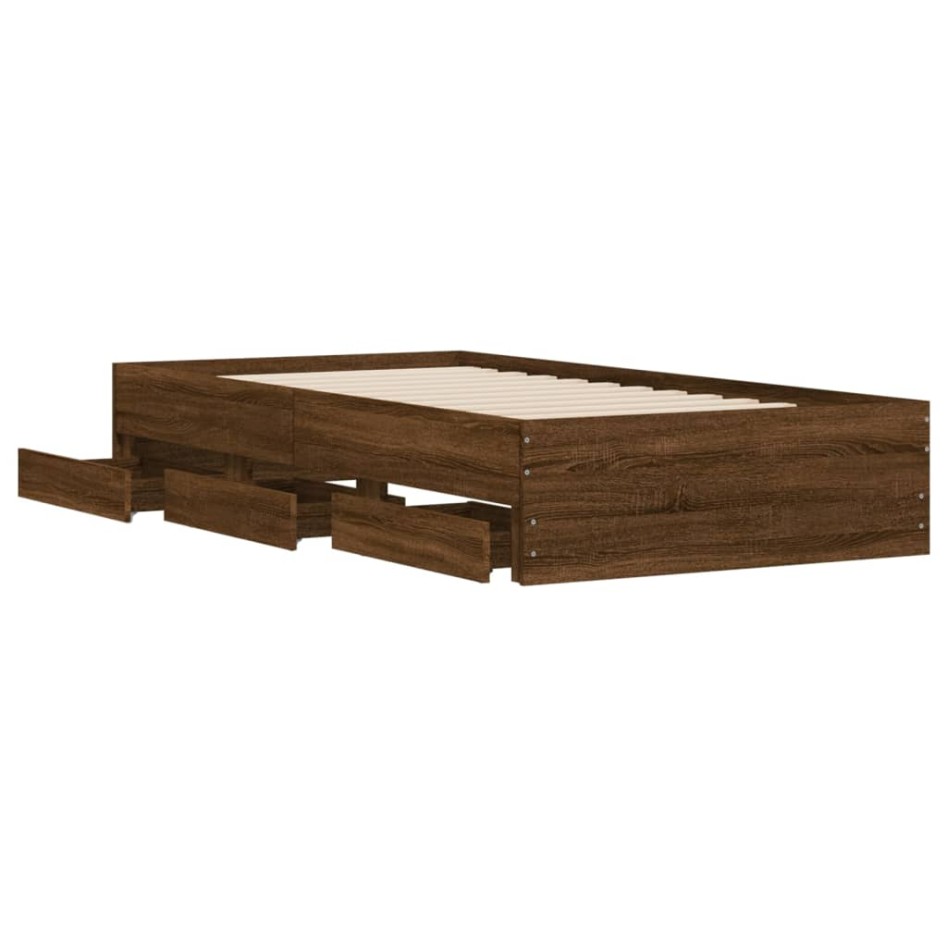 Cama con cajones madera de ingeniería marrón roble 75x190