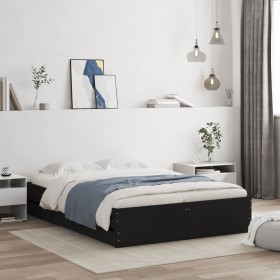 Cama con cajones madera de ingeniería negro 120x190