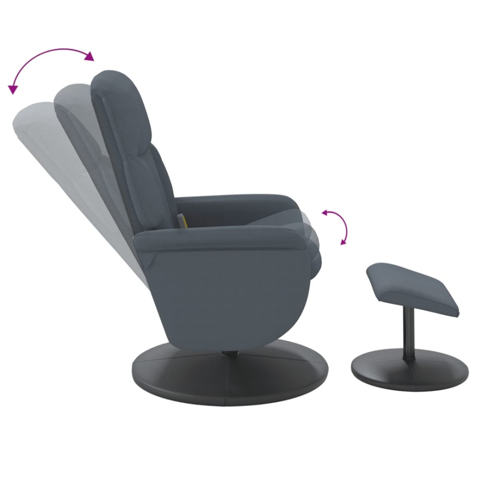 Sillón reclinable masaje con reposapiés terciopelo gris