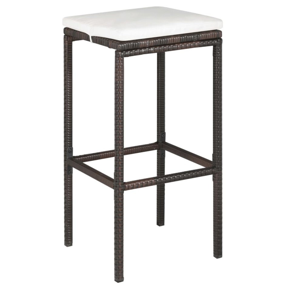 Set de bar para jardín 5 pzas y cojines ratán sintético