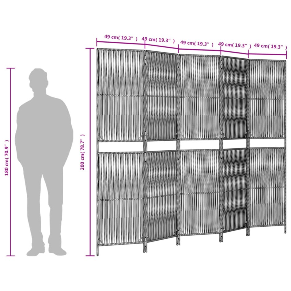 Biombo de 5 paneles ratán sintético