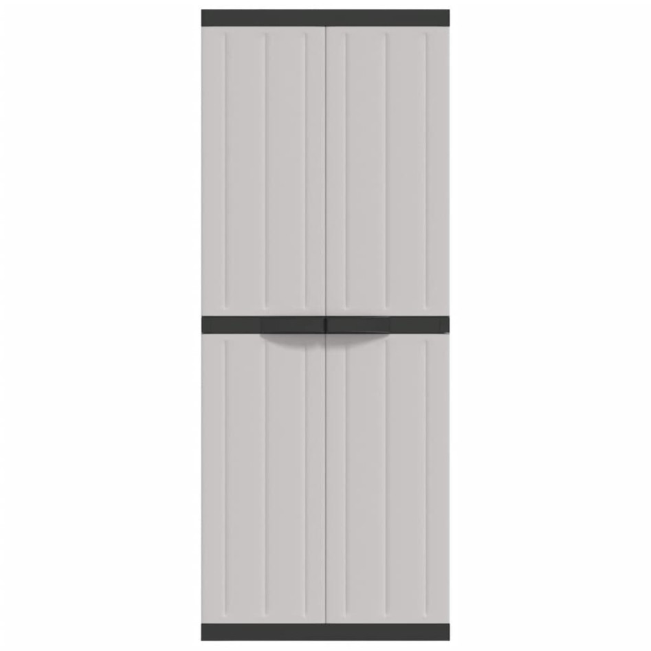 Armario de almacenaje exterior PP gris y negro 65x37x165