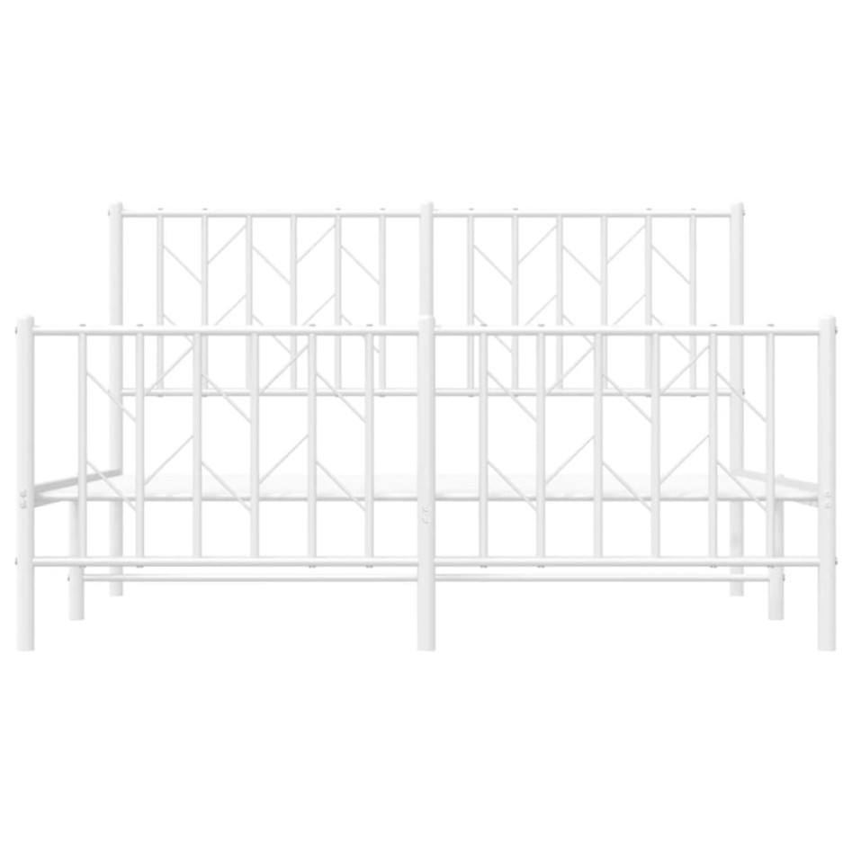 Estructura cama metal con cabecero y estribo blanco 140x200