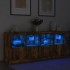 Aparador con luces LED roble ahumado 163x37x67