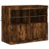 Aparador con luces LED roble ahumado 163x37x67