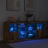 Aparador con luces LED roble ahumado 163x37x67