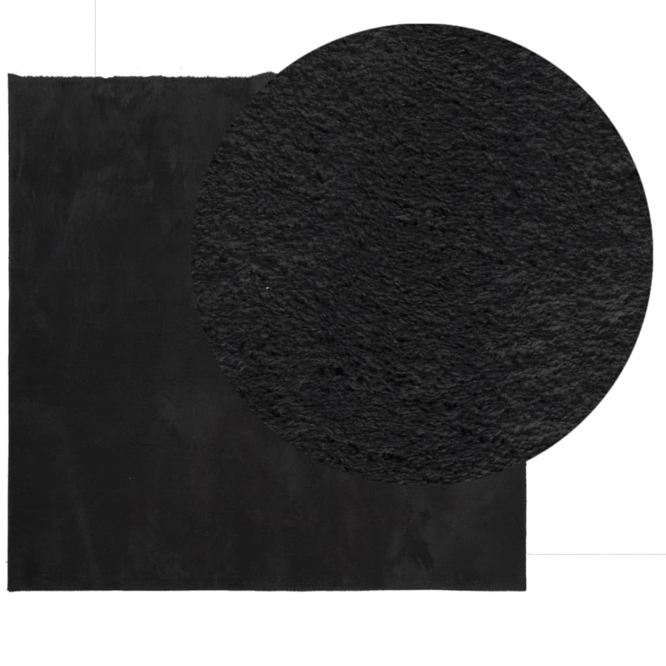 Alfombra de pelo corto suave lavable HUARTE negro 240x240