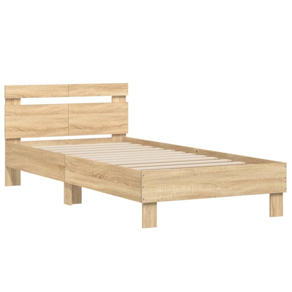 Cama con cabecero madera de ingeniería roble Sonoma 100x200