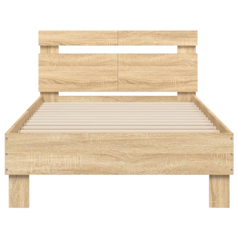 Cama con cabecero madera de ingeniería roble Sonoma 100x200