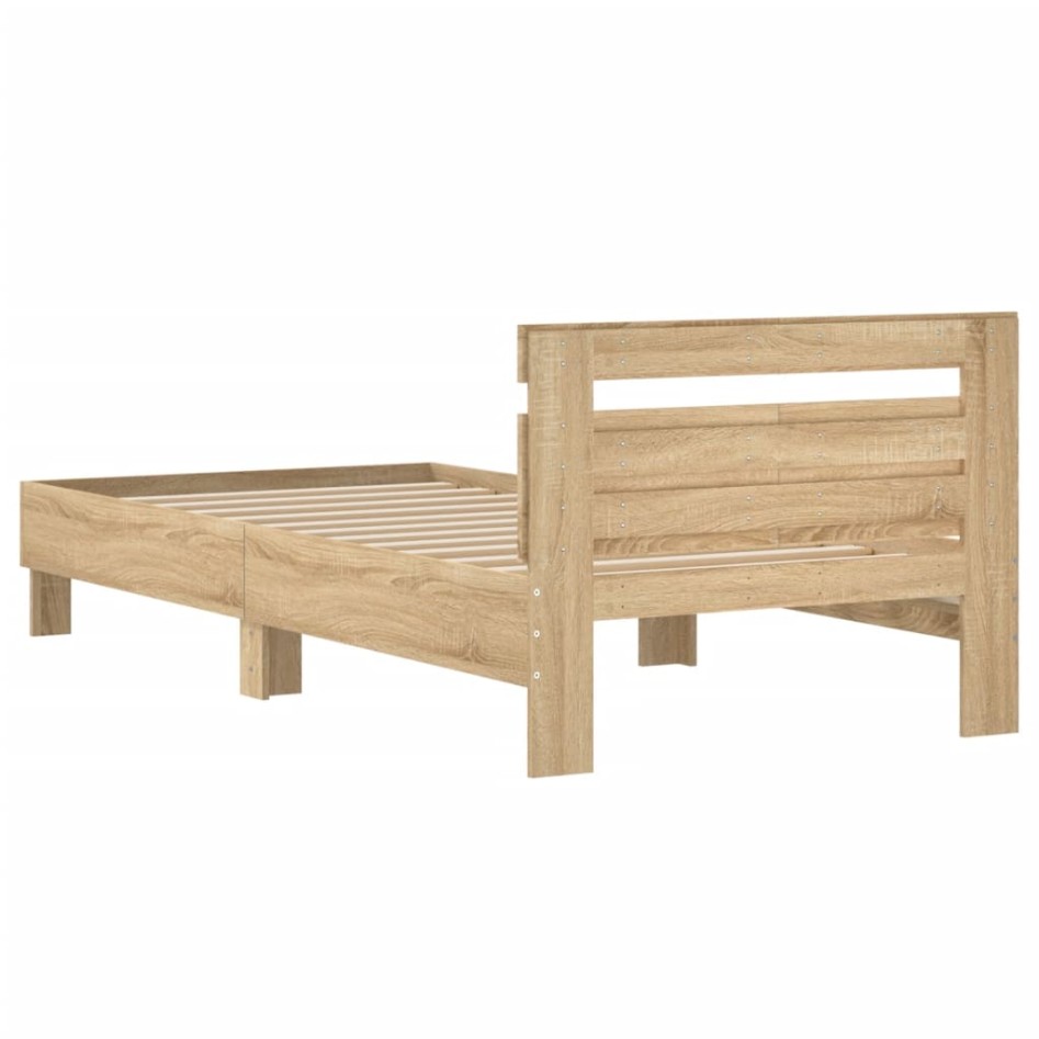 Cama con cabecero madera de ingeniería roble Sonoma 100x200