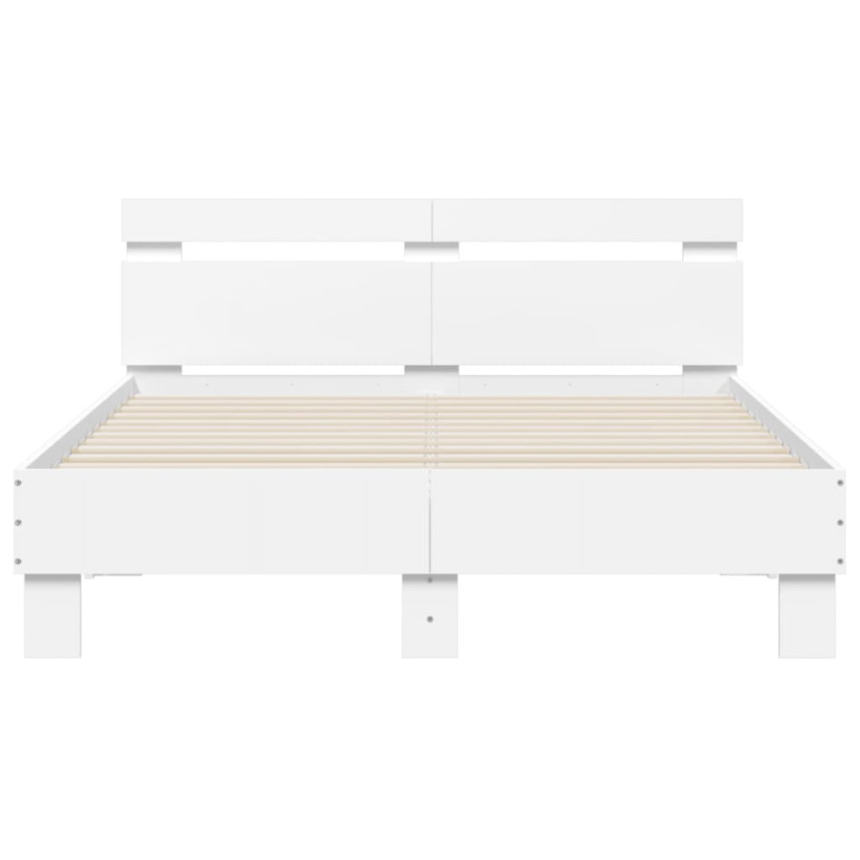 Estructura de cama con cabecero y luces LED blanco 120x190