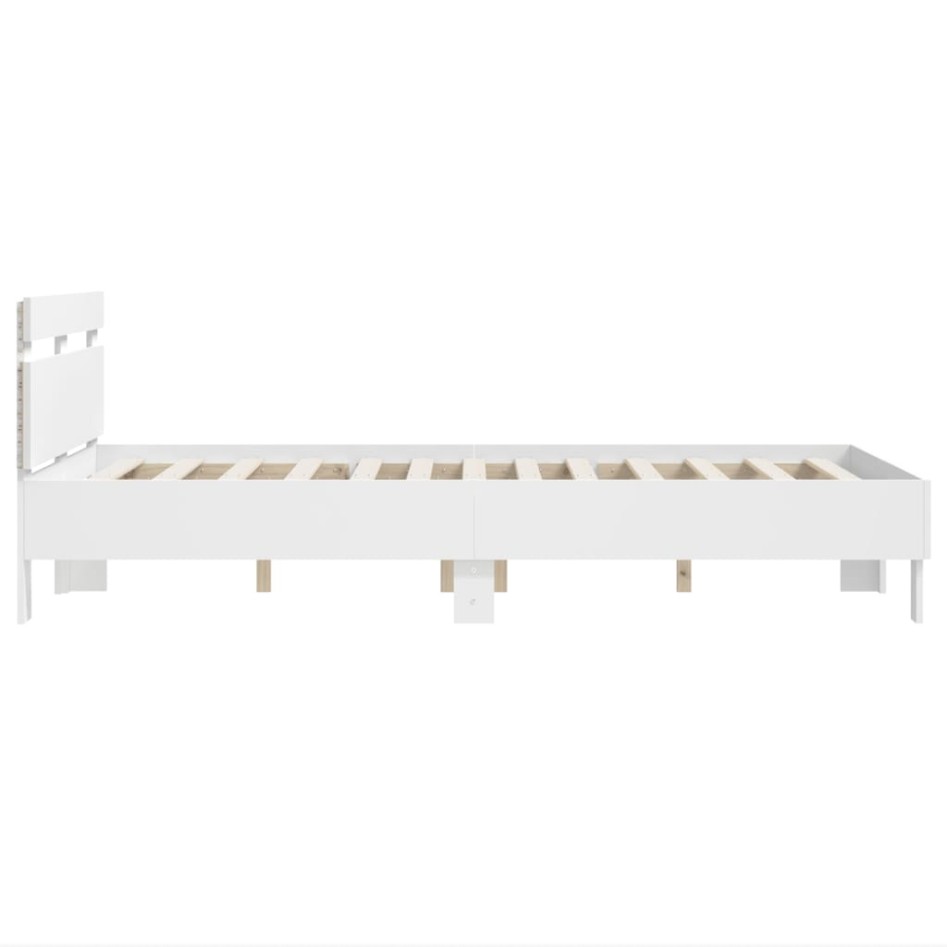 Estructura de cama con cabecero y luces LED blanco 120x190