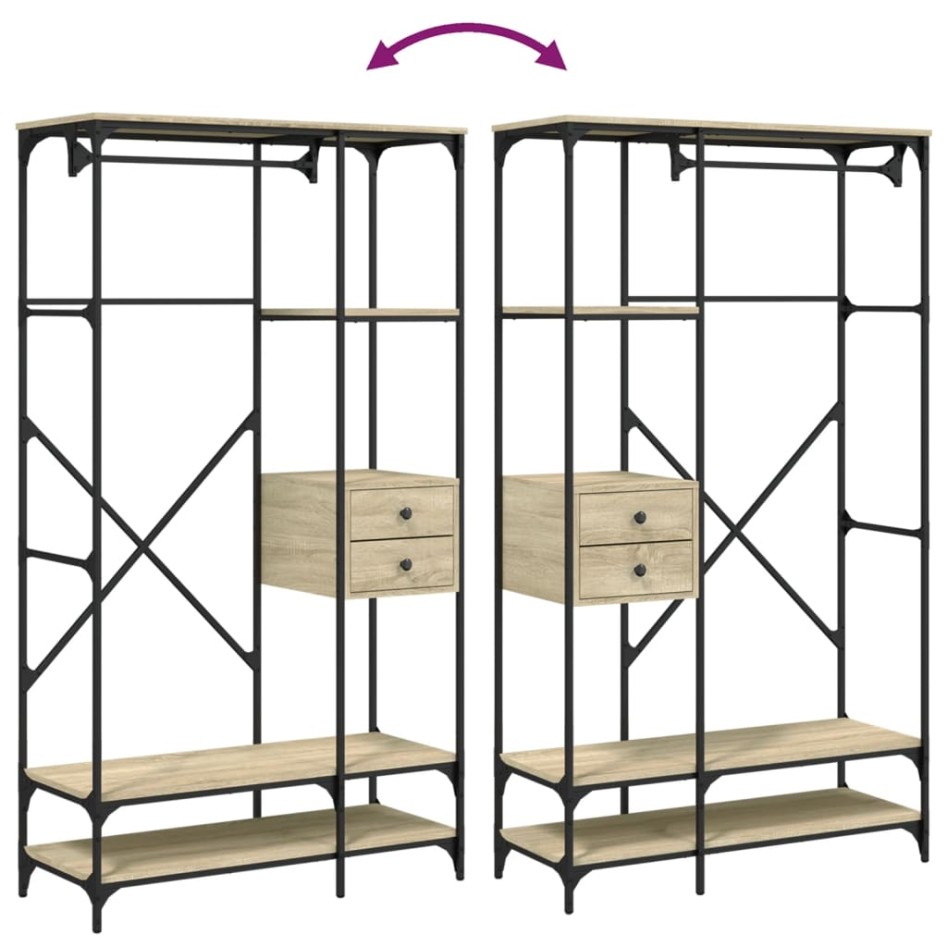 Armario cajones madera ingeniería roble Sonoma 100x40x180