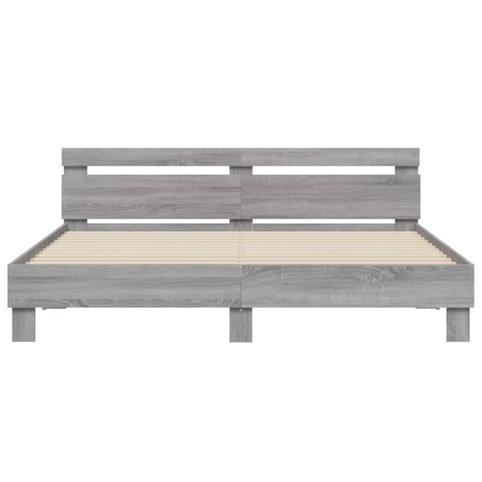 Cama con cabecero madera de ingeniería gris Sonoma 180x200