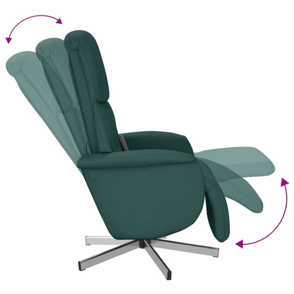 Sillón reclinable de masaje con reposapiés tela verde