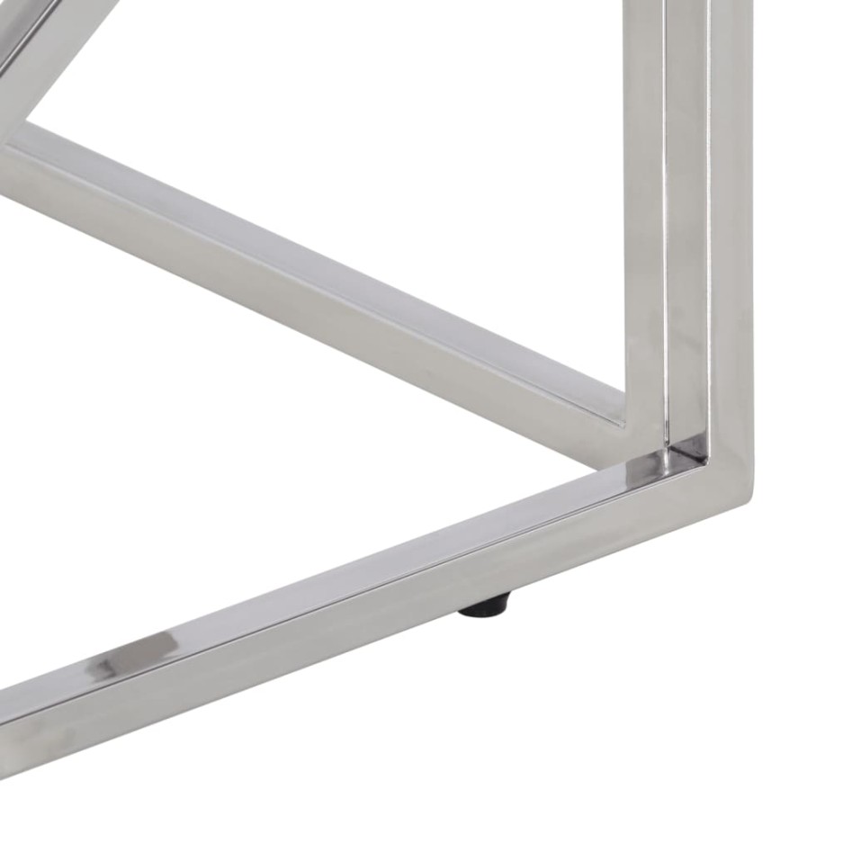 Mesa de centro de acero inoxidable plateado y madera