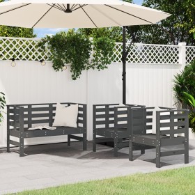 Juego de muebles de jardín 3 pzas madera maciza de pino