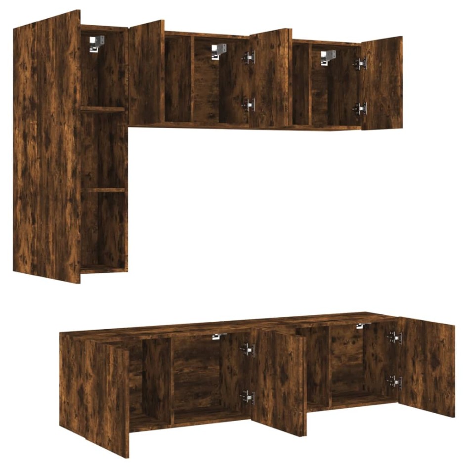 Muebles de TV de pared 5 pzas madera ingeniería roble