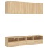 Muebles de TV de pared 5 pzas madera de ingeniería roble