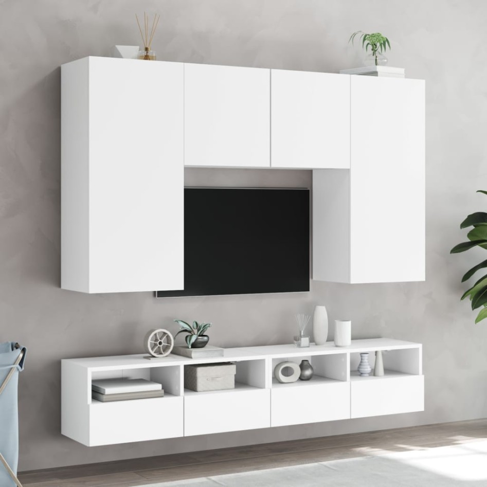 Muebles de TV de pared 5 piezas madera de ingeniería