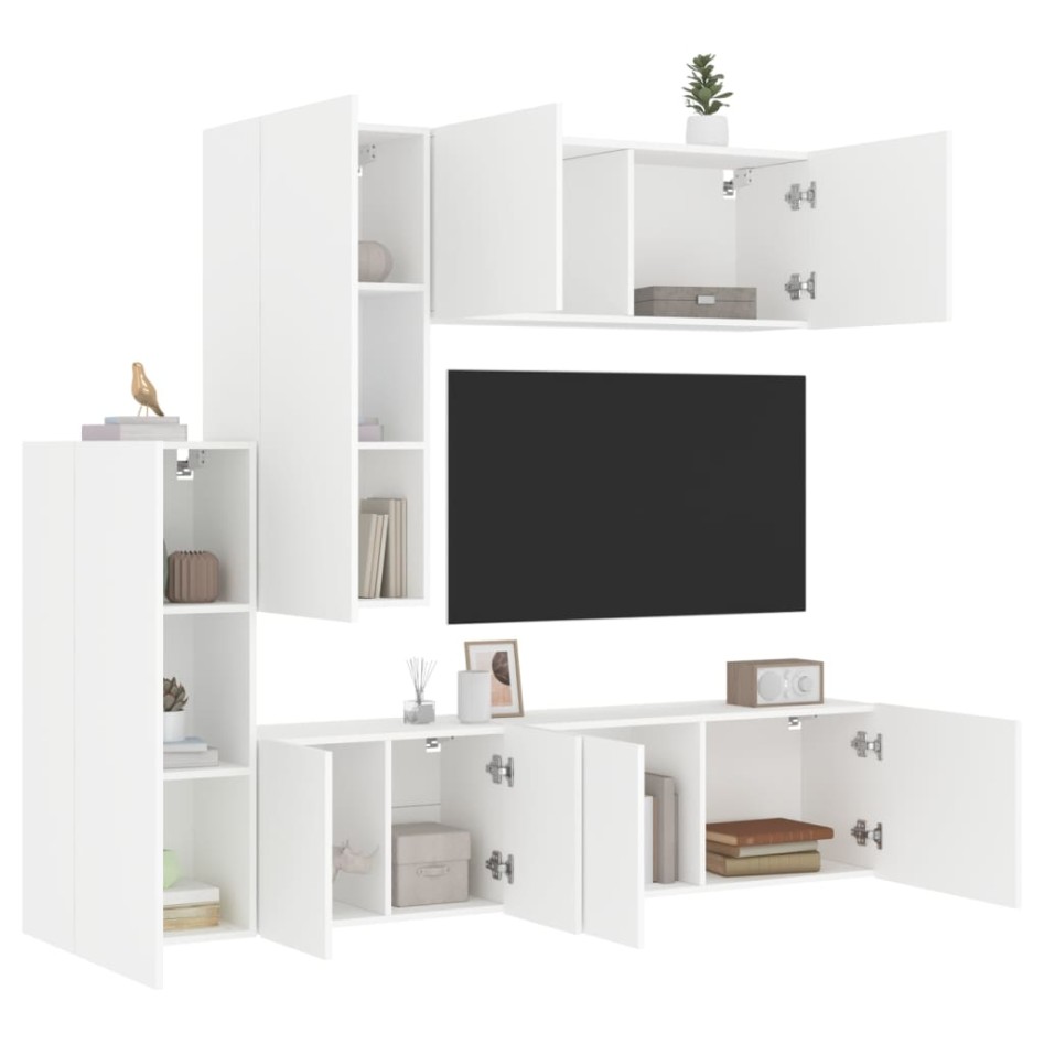 Muebles de TV de pared 5 piezas madera de ingeniería