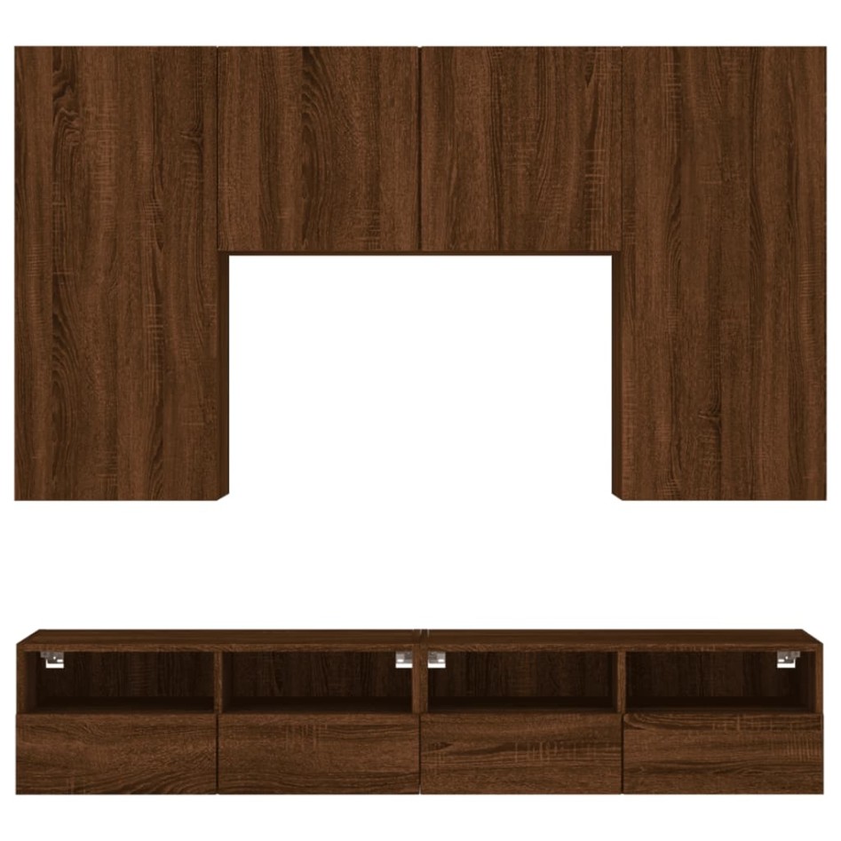 Muebles de TV de pared 5 pzas madera de ingeniería marrón