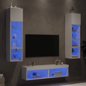 Muebles de TV de pared con LED 6 pzas madera ingeniería