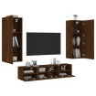 Muebles de TV de pared 5 pzas madera de ingeniería marrón roble