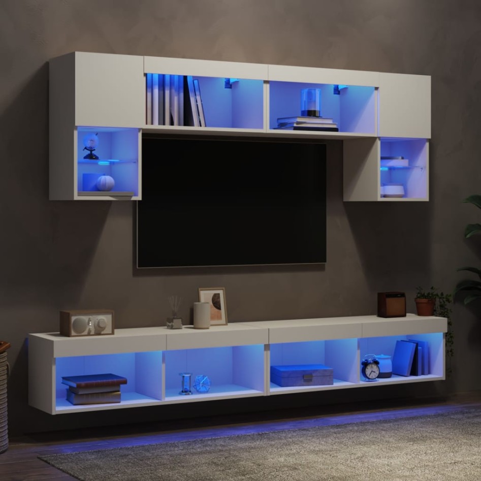 Muebles de TV de pared con LED 6 pzas madera ingeniería