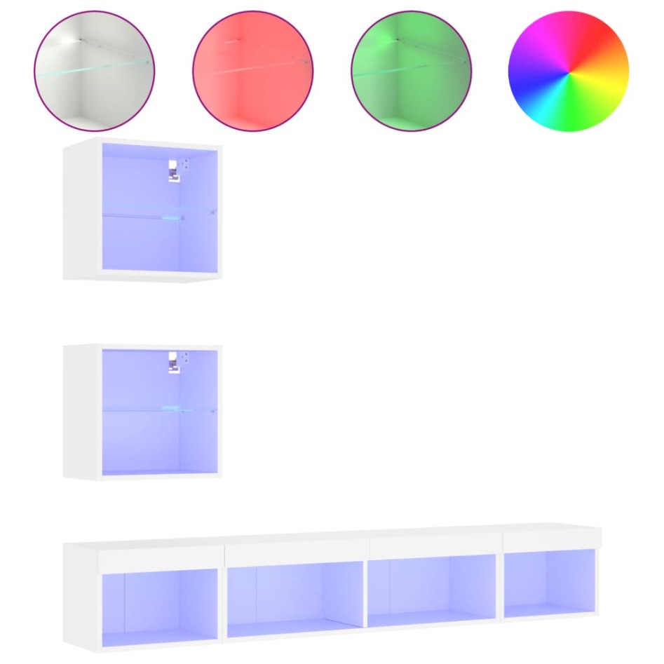 Muebles de TV de pared con LED 5 pzas madera ingeniería