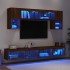 Muebles TV pared con LED 6 pzas madera ingeniería marrón