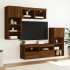 Muebles TV pared con LED 5 pzas madera ingeniería marrón