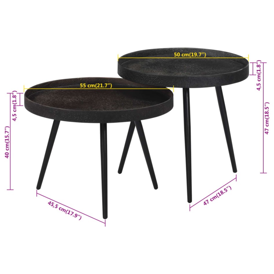 Mesas de centro apilables 2 unidades